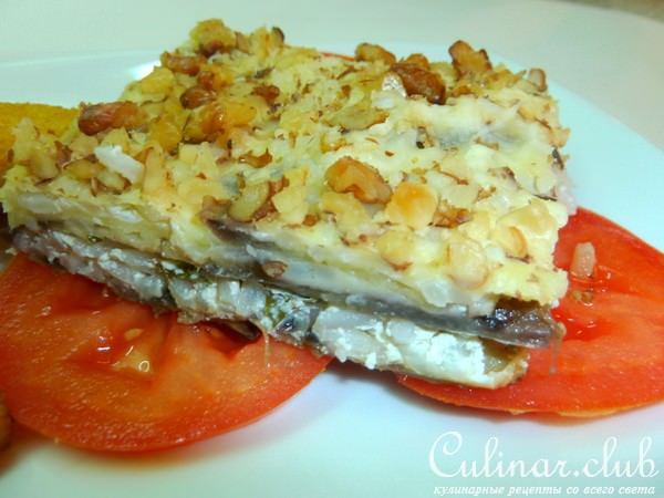 Оригинальная "Лазанья" с баклажаном и рисом к куриным отбивным