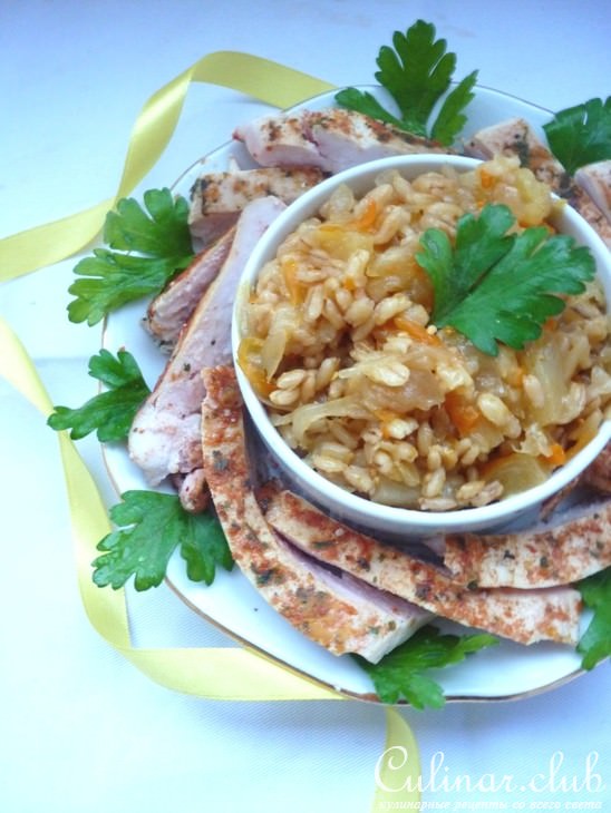 Перлово-капустный гарнир к нежной курочке