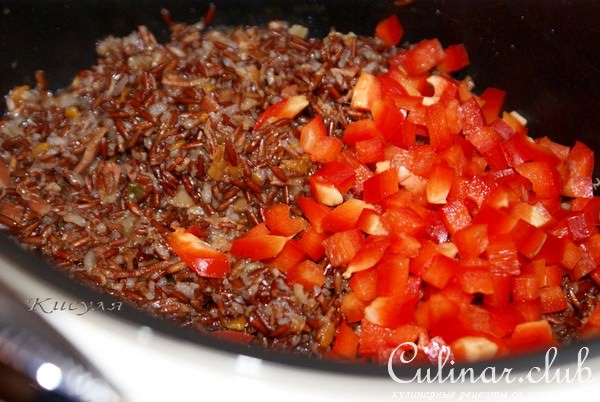 Красный рис (red rice) с беконом и овощами.Тест-драйв