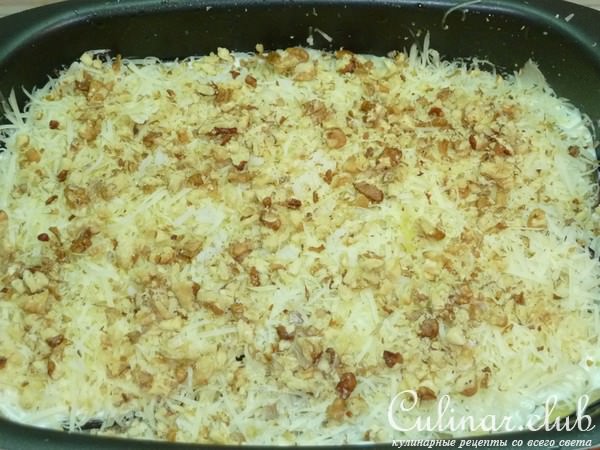 Оригинальная "Лазанья" с баклажаном и рисом к куриным отбивным