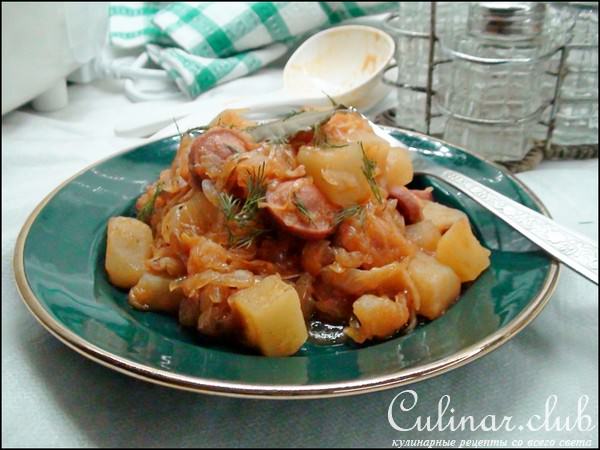 Айнтопф с кислой капустой и копчёными сосисками. Тест-драйв.