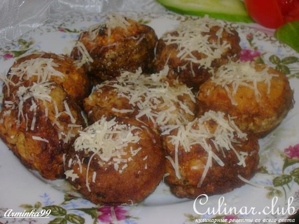 Грибные шарики с куриной печенью и фаршем