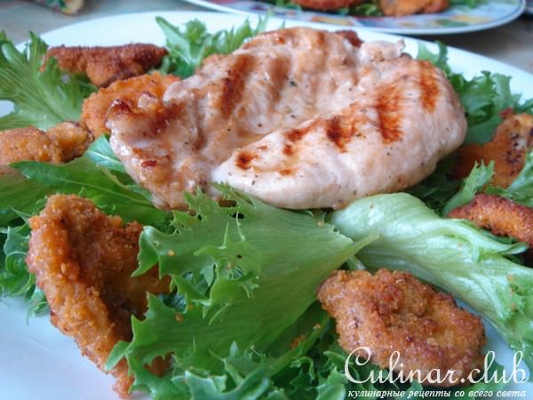 Куриная грудка с шампиньонами фри