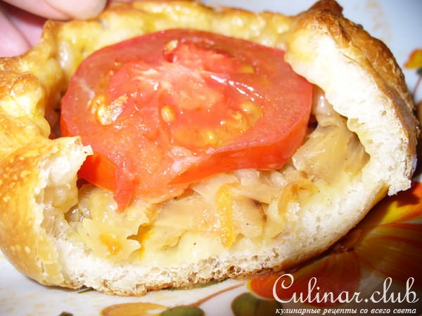 Пирожки открытые из духовки ( с капустой )