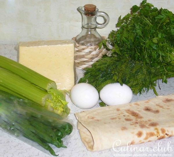 Лаваш с зеленью и сыром