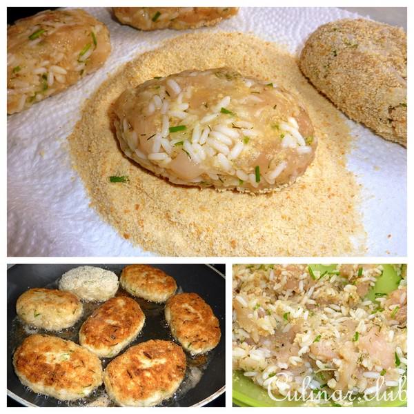 Котлеты с рисом, из рубленного мяса