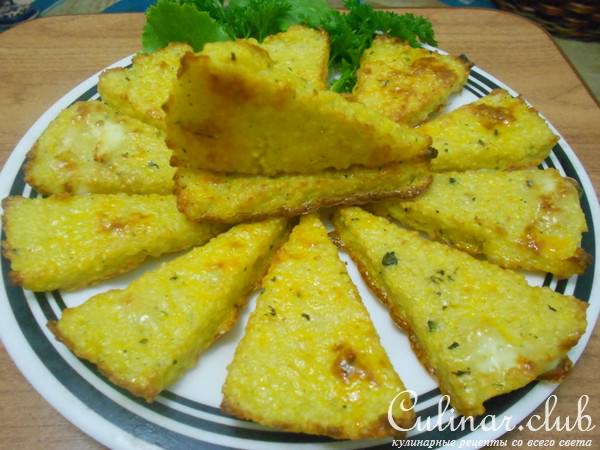 Чесночные гренки из пшенной каши