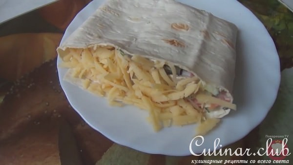 Лаваш с грибами и сыром