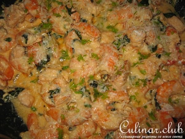Креветочки в сливках с сыром
