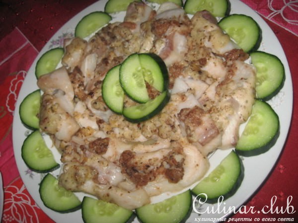 Морской язык в кляре из грецких орешков