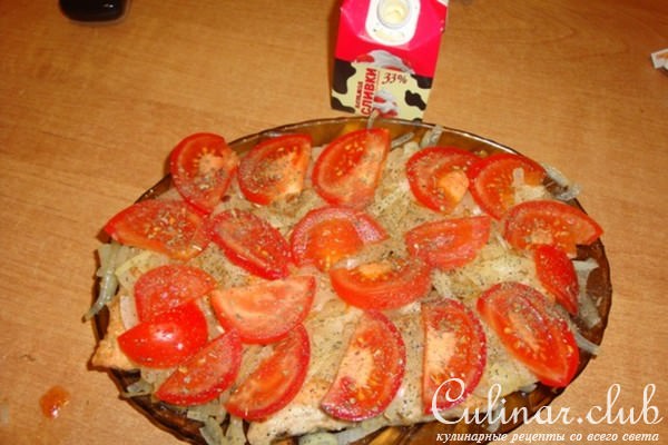 Кета под овощами