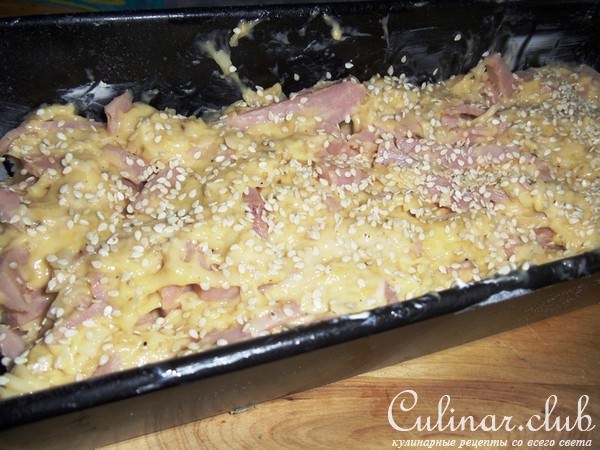 Кекс с сыром и ветчиной