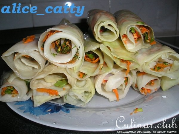 КАПУСТА ПО-КОРЕЙСКИ В РУЛЕТИКАХ
