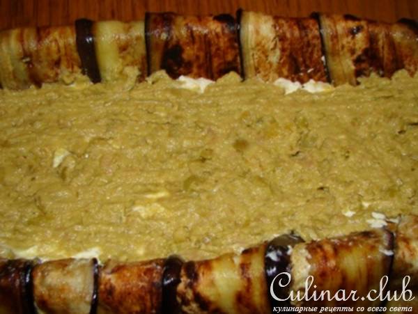 Баклажанный рулет с сырным паштетом