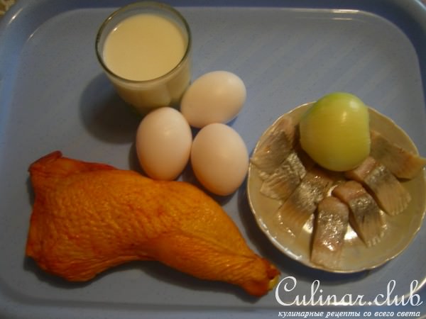 Форшмак из копченой курятины и сельди