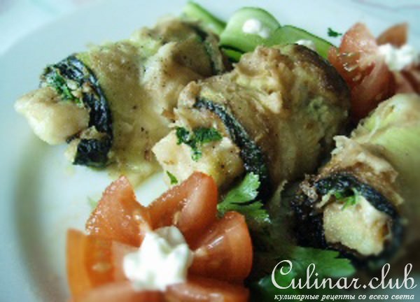 Кабачковые рулетики с рыбой и сыром