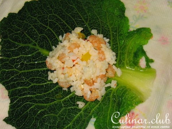 Голубцы из савойской капусты с креветками. Холодная закуска