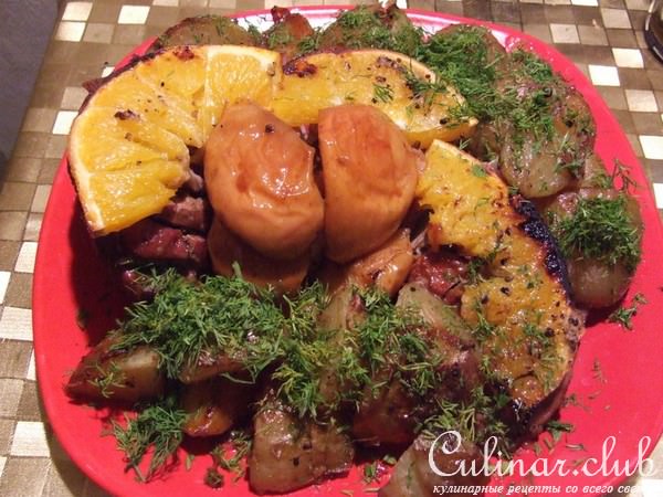маринованная свиная вырезка запеченная с картошкой
