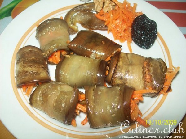 Баклажановые рулетики(в миниатюре)