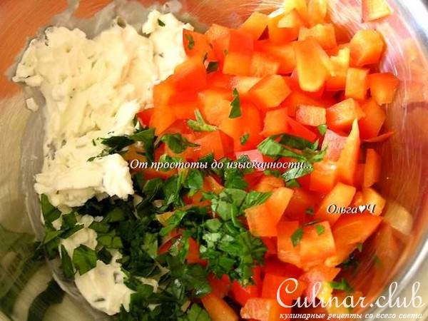 Картофельные гнезда с творожным сыром и сладким перцем