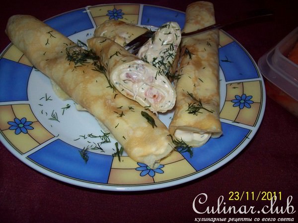 Блинчики с тыквенно-сырным кремом.