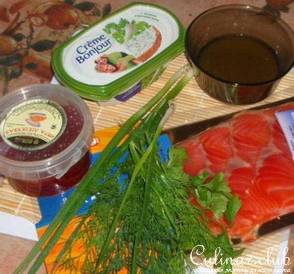 Закусочный рулет из красной рыбы