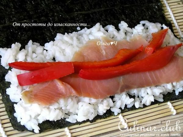Роллы с кетой и сладким перцем