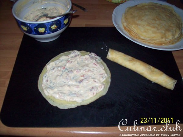Блинчики с тыквенно-сырным кремом.