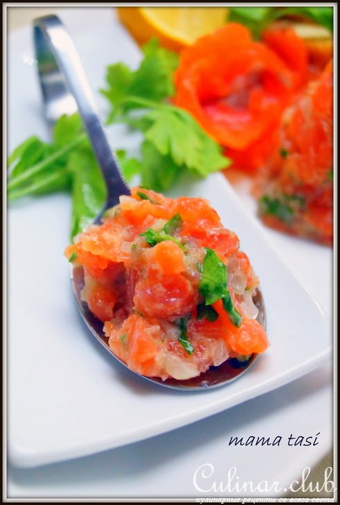Тартар из подкопчённой форели и икры трески. Закуска на миллион!