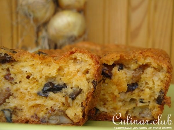 Сырный кекс с грибами.