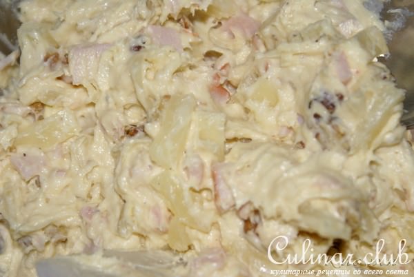 Маффины с ветчиной, ананасом и грецкими орехами