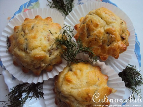 Кексы с копченой рыбой и фетой (Cake au poisson fum et la feta)