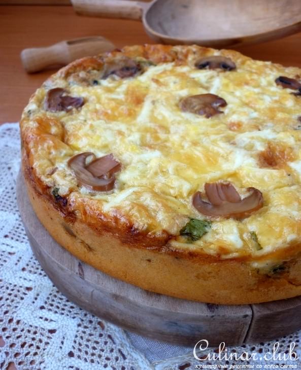 Рыбный пирог с грибами