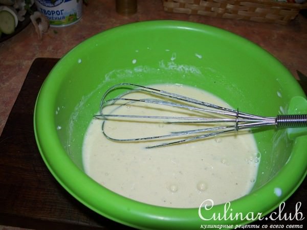 Творожный киш с кабачками и шампиньонами