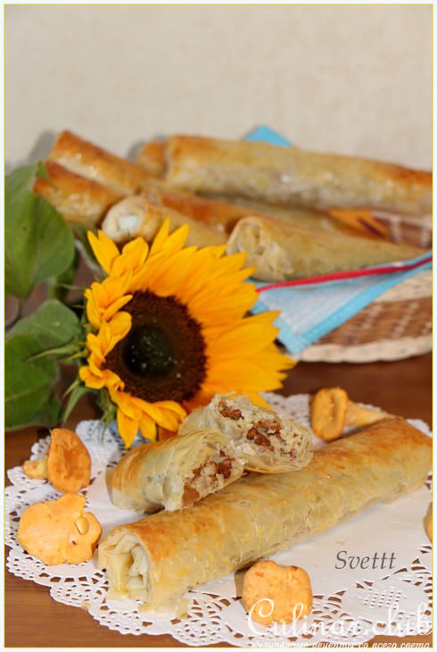 "Сигары" с лисичками и кускусом