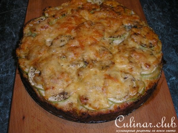 Пирог-запеканка из кабачка-цукини и курицы