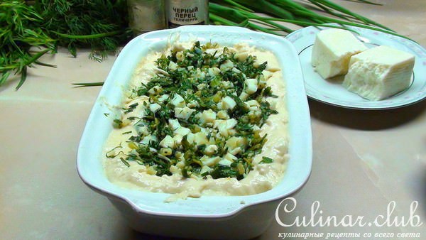 Пирог на простокваше с зеленью и яйцом. Очень вкусное тесто!