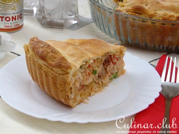 Мексиканский пирог Arroz con Pollo (рис и курица)