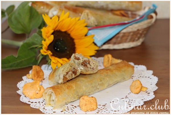 "Сигары" с лисичками и кускусом