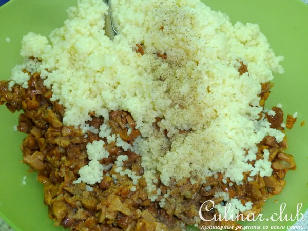 "Сигары" с лисичками и кускусом