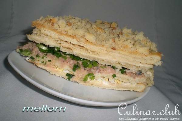 Закусочный торт (с консервированной рыбой)
