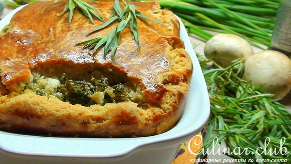 Пирог на простокваше с зеленью и яйцом. Очень вкусное тесто!