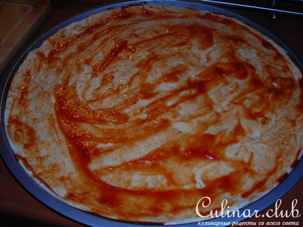 Пицца (сыр,помидоры,сосиски )