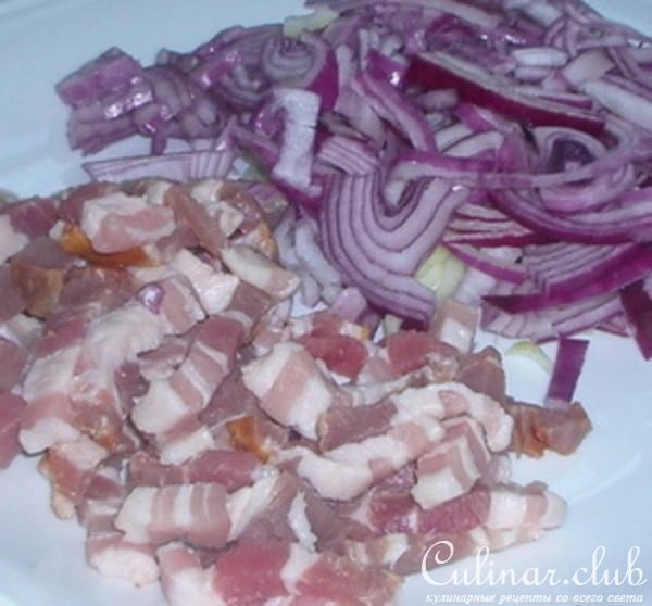 Тартинки с ветчиной и луком