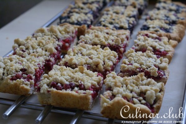 Crowberry and blueberry crumb bars (Брусничное и черничное печенье с крошкой)