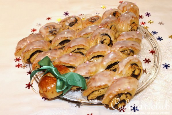 Карамельные маковые булочки "ёлочка"