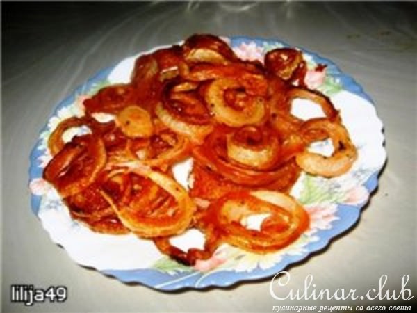 Луковые кольца в томатном кляре