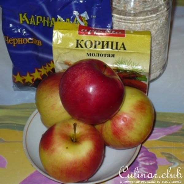 Яблоки, запеченные с черносливом и овсянкой