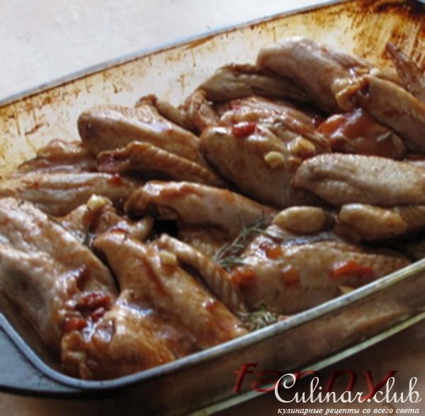 Куриные крылышки в маринаде, запеченые