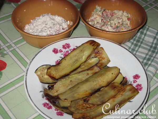 баклажанные рулетики с творогом
